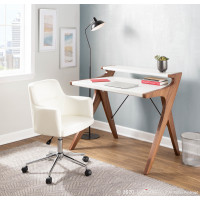 Lumisource OFD-ARCHER WLW Archer Contemporary Desk in Walnut Wood with White Wood Top